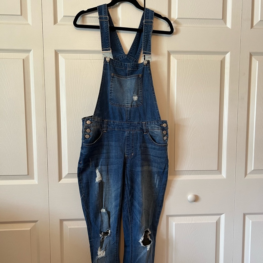 Blue medium wash overall jeans